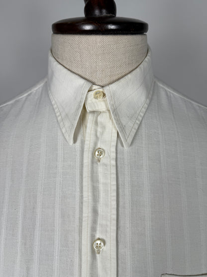 Camicia anni ‘80 in cotone e lino collo italiano - M/L collo 40