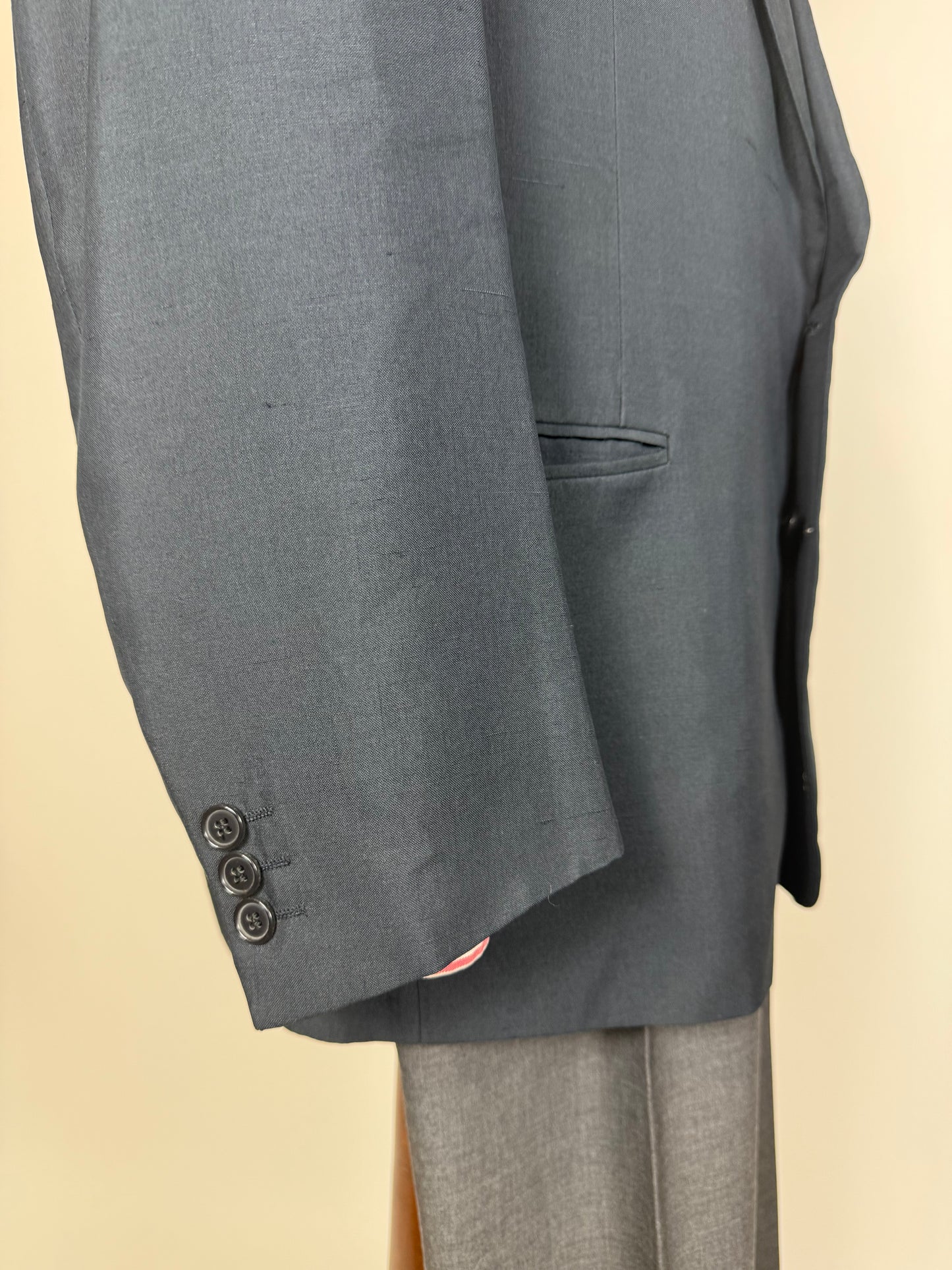 Giacca anni '80 seta shantung blu petrolio - tg. 52/54