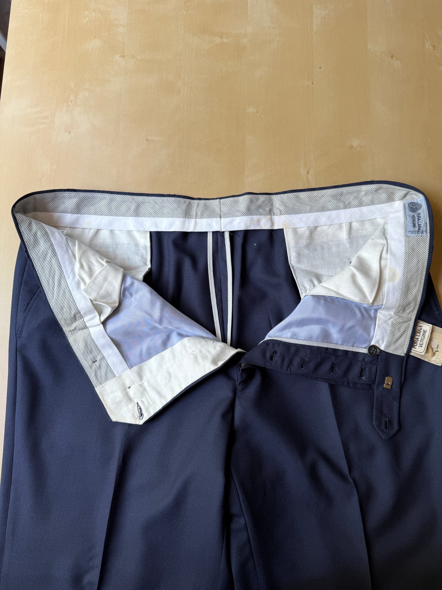 Pantalone anni ‘90 in fresco lana blu (NOS) - tg. 58/60