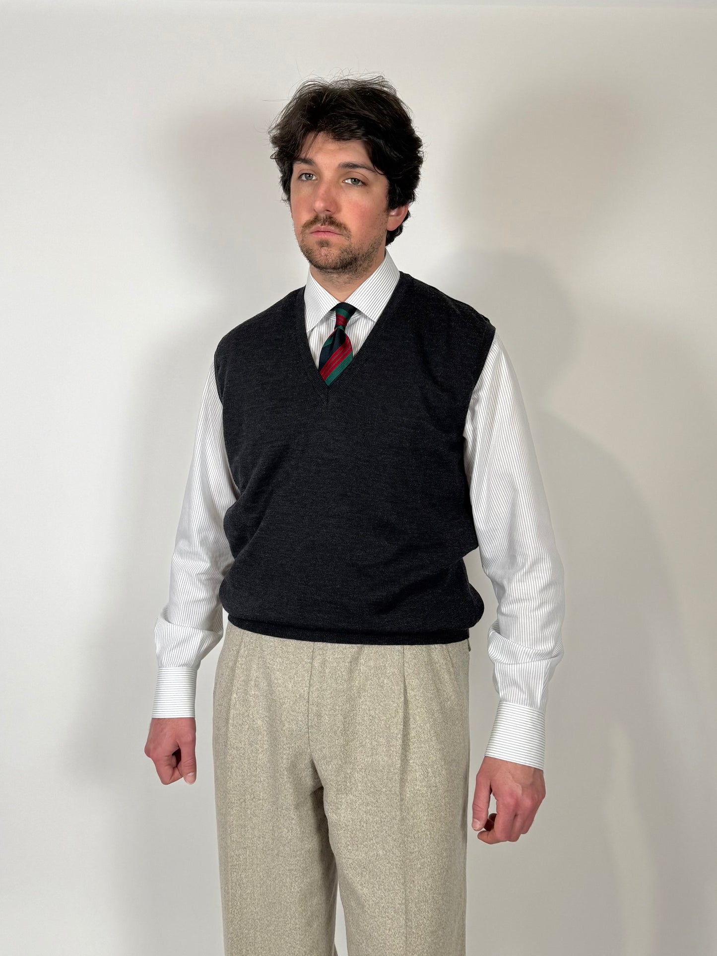 Gilet in pura lana merino grigio antracite - L (50-52)