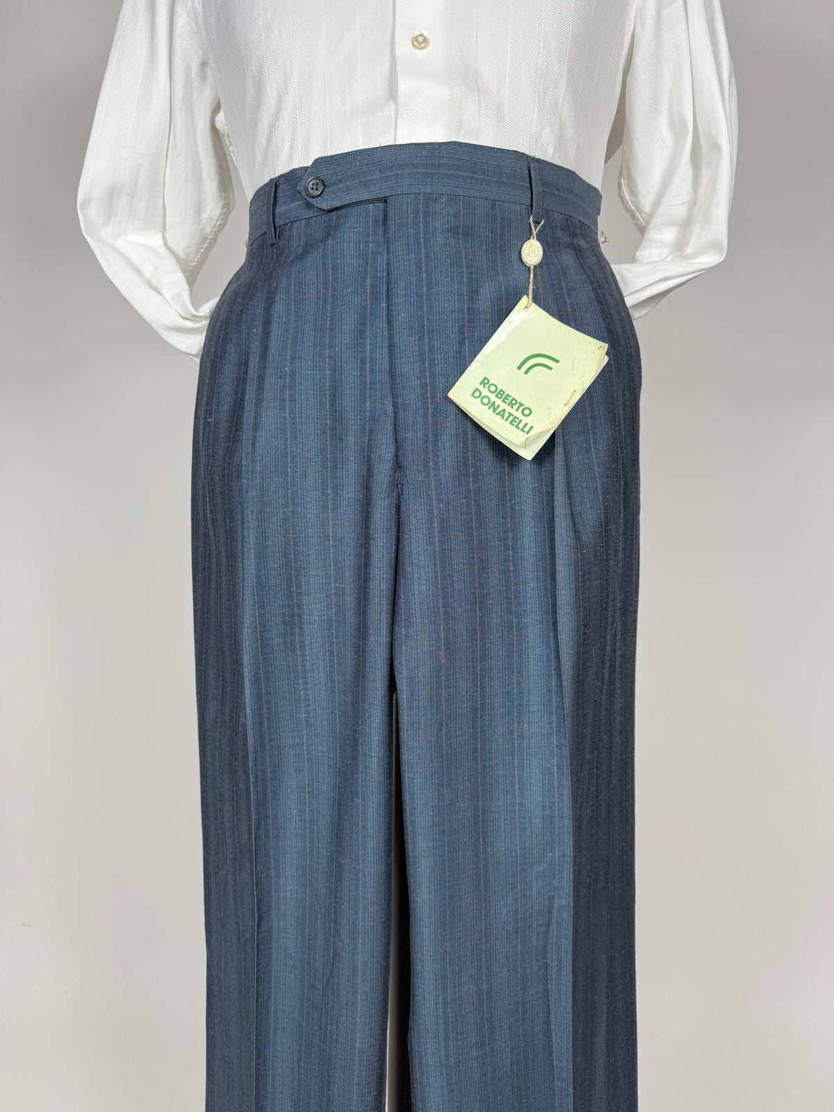Pantaloni anni '80 blu a righe (NOS) - tg. 50
