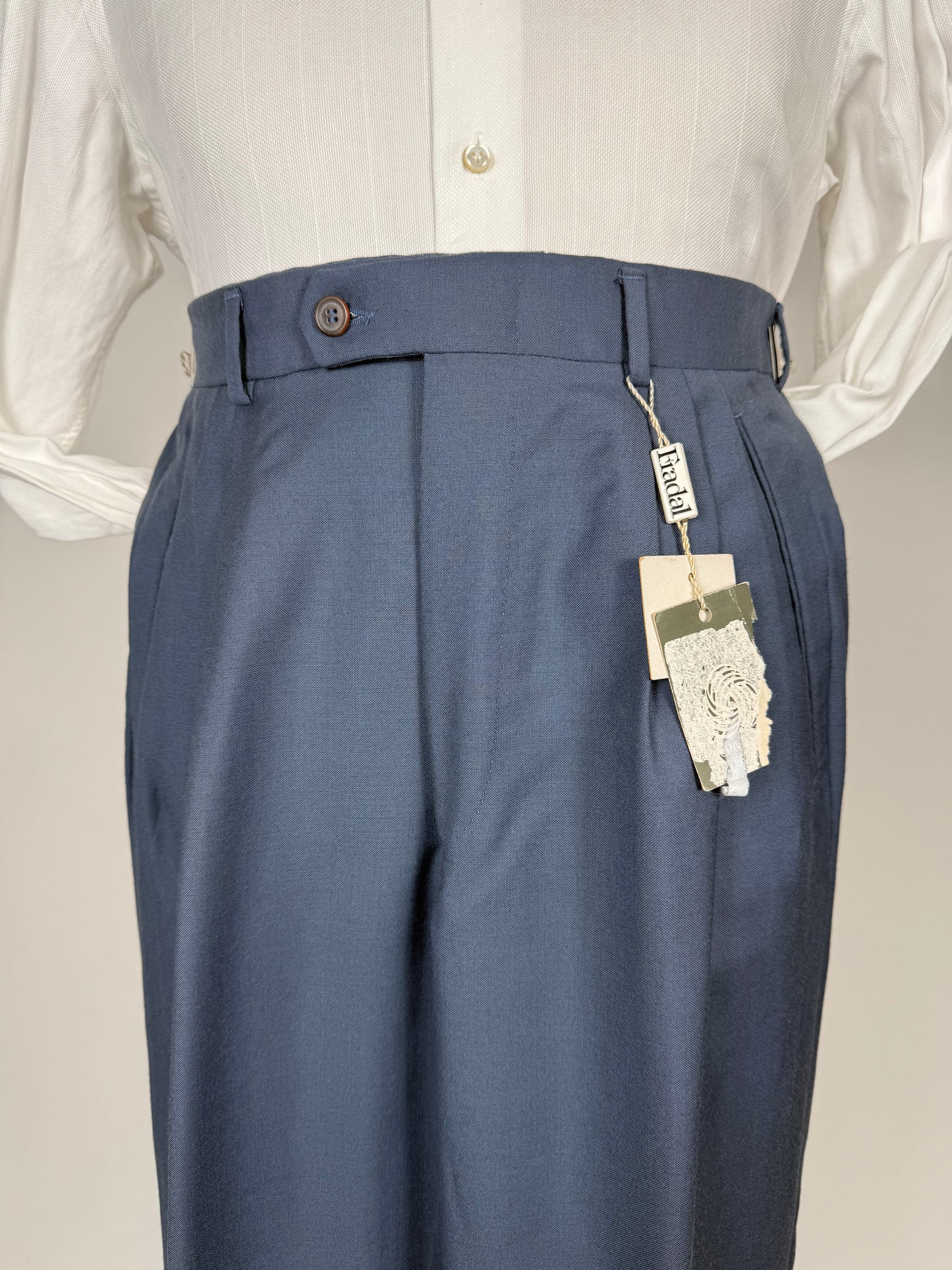 Pantaloni fresco lana verde petrolio anni '80 (NOS) 3 pinces - tg. 46