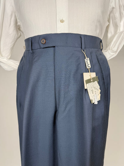 Pantaloni fresco lana verde petrolio anni '80 (NOS) 3 pinces - tg. 46