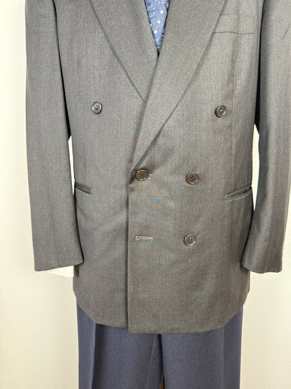 Giacca doppiopetto anni ‘80 flanella pettinata antracite - tg. 54