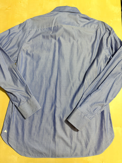 Camicia Ermenegildo Zegna Gritti blu riga in twill ritorto - L collo 42