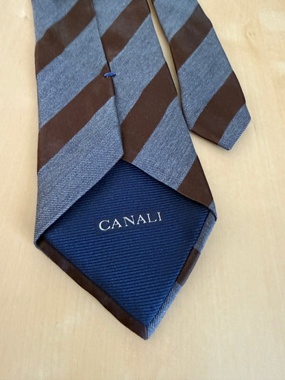 Cravatta Canali regimental marrone e grigio