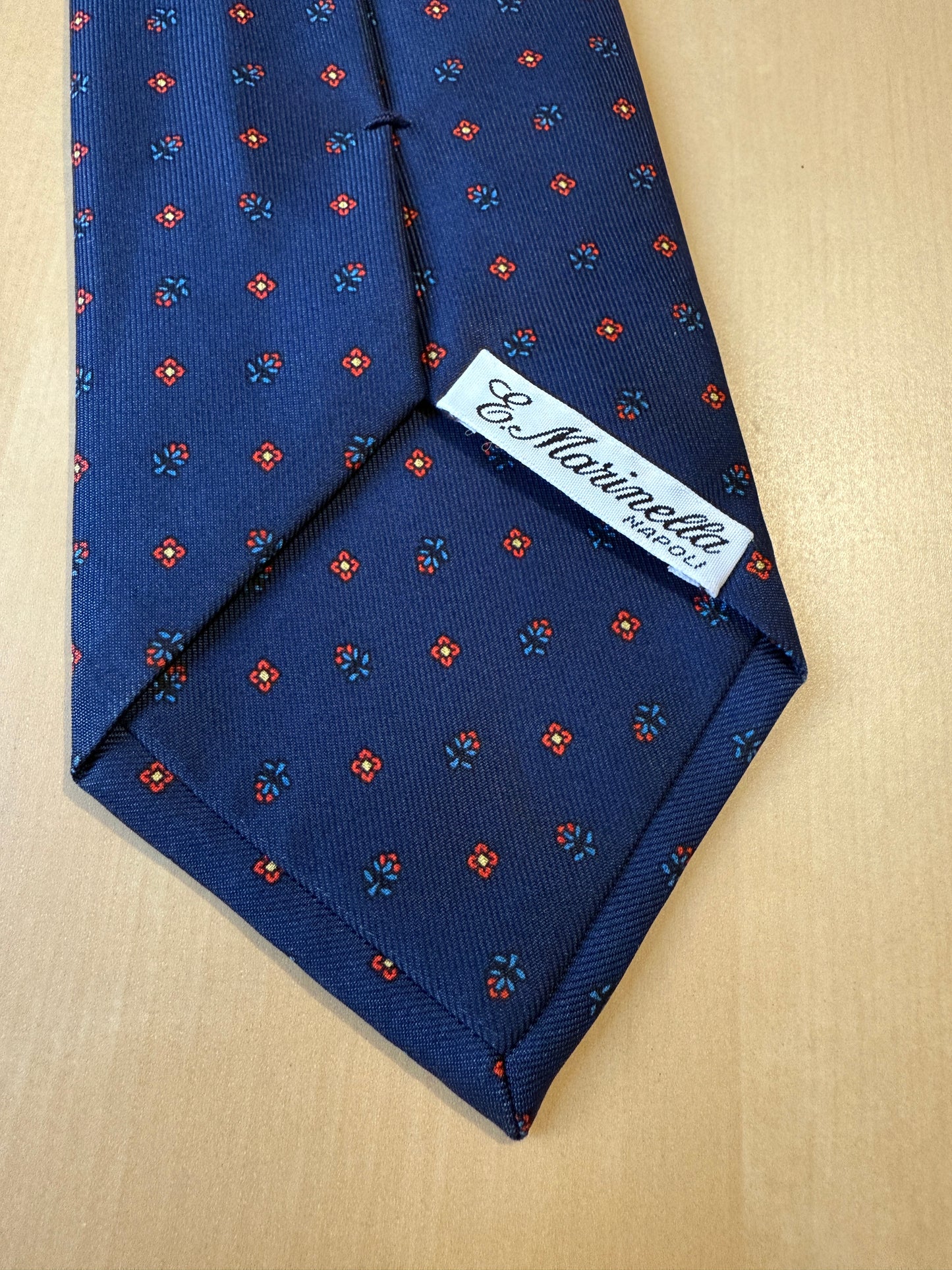 Cravatta Marinella navy micro fantasia fiori
