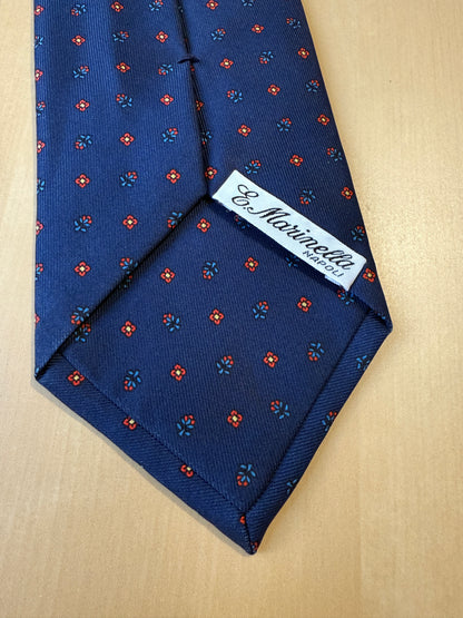 Cravatta Marinella navy micro fantasia fiori