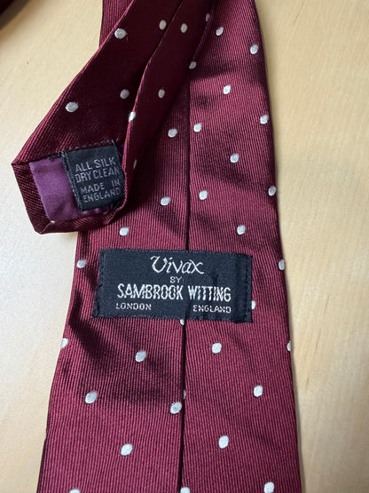 Cravatta inglese Vivax bordeaux a pois