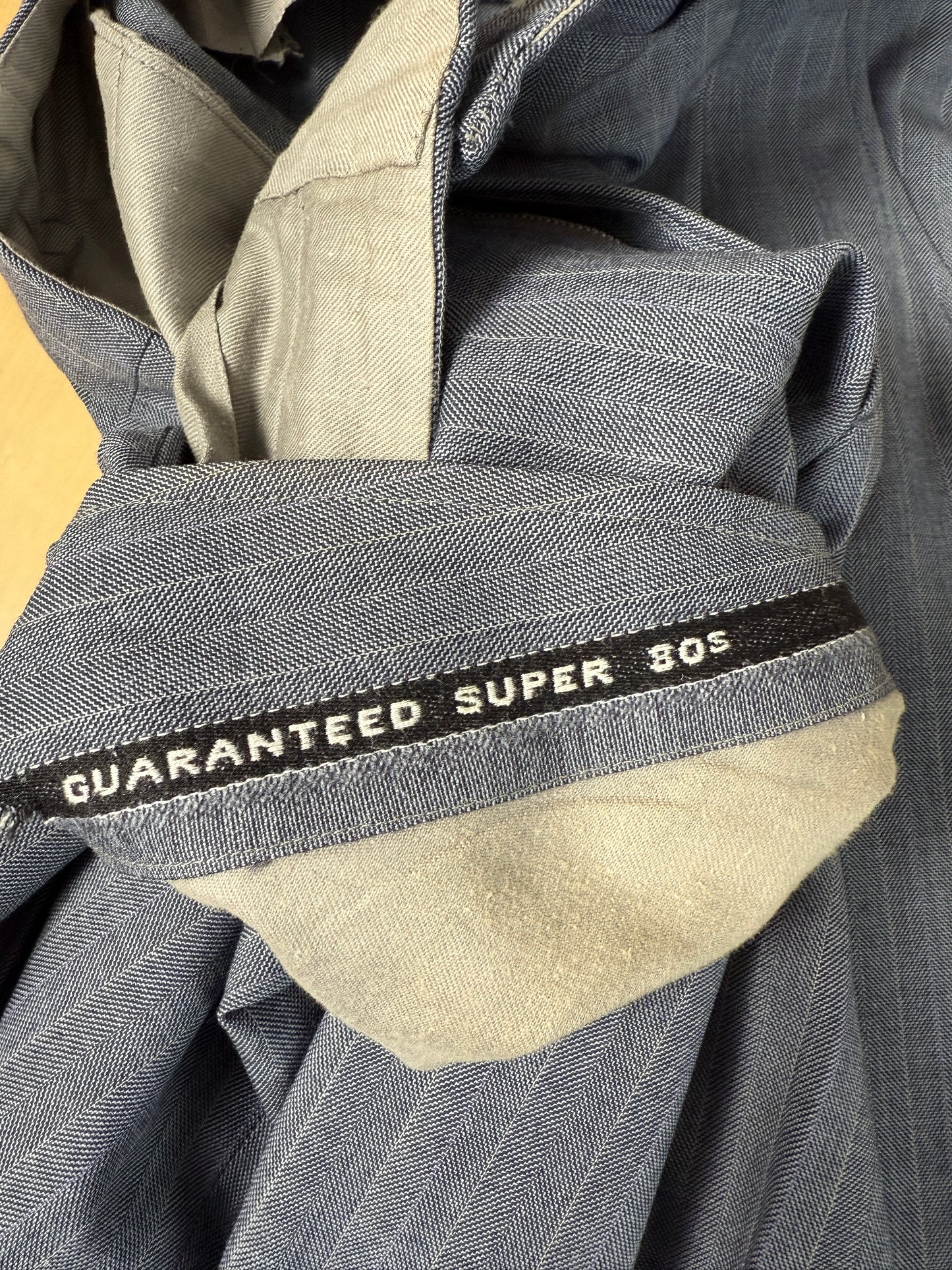 Completo sartoriale anni ‘60/'70 in grisaglia color carta da zucchero gessato - tg. 50/52