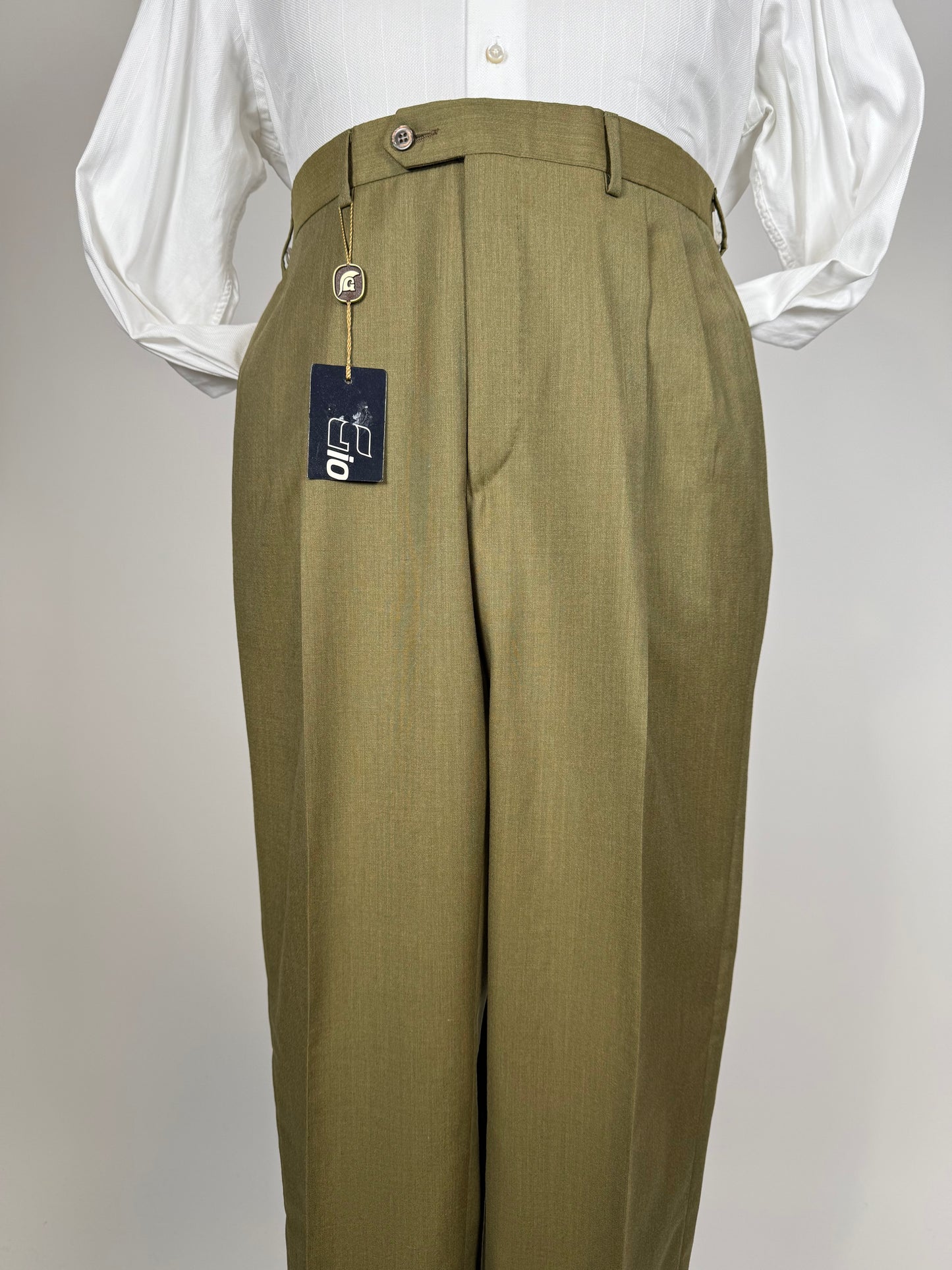Pantaloni fresco lana verde oliva anni '80 (NOS) - tg. 50