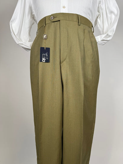 Pantaloni fresco lana verde oliva anni '80 (NOS) - tg. 50