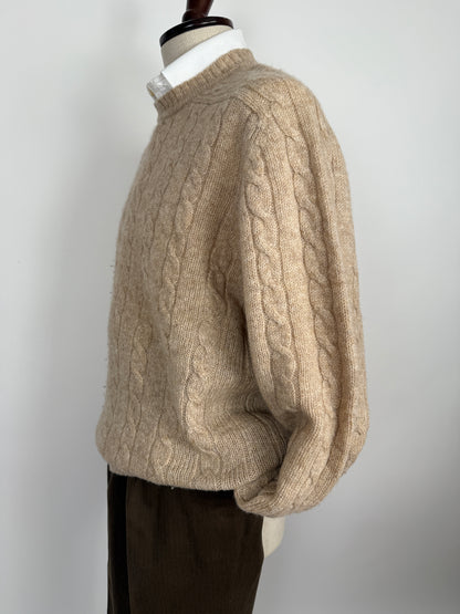 Maglione vintage in lana shetland a trecce - tg. XL