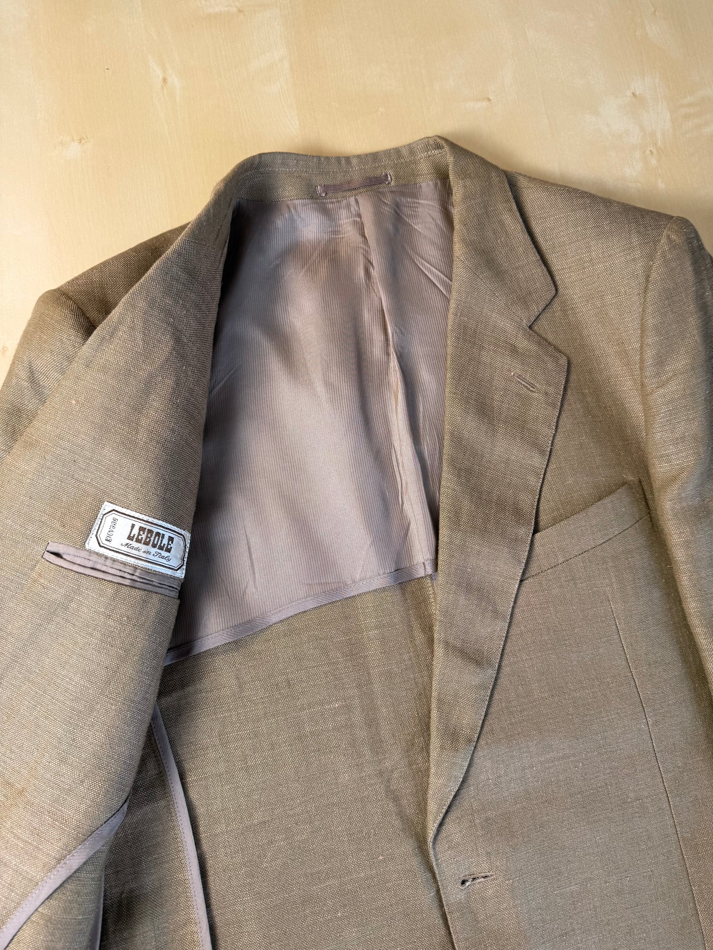 Completo anni '70 misto lino color corda - tg. 50