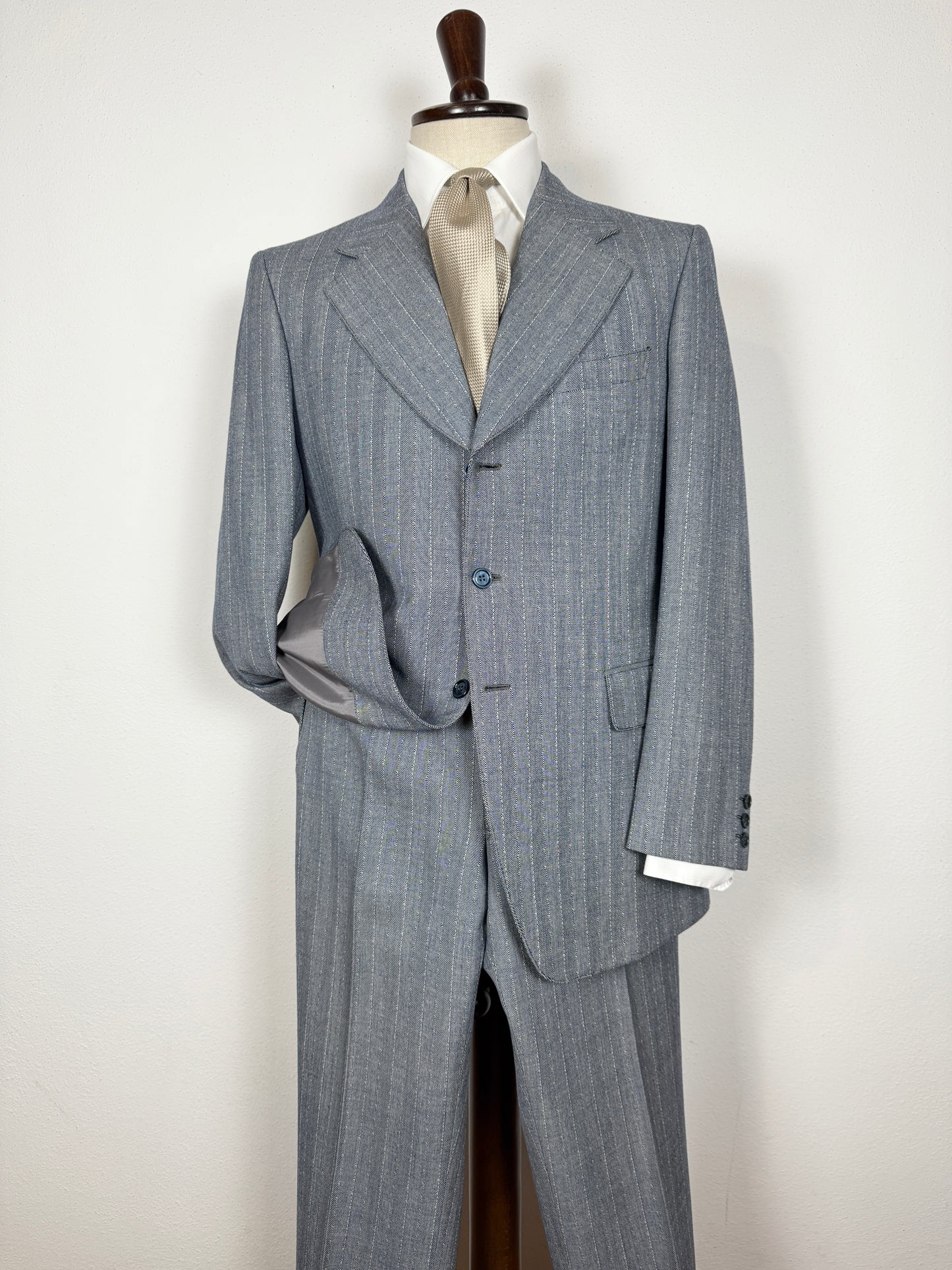 Completo anni ‘60 in grisaglia blu spinato - tg. 48