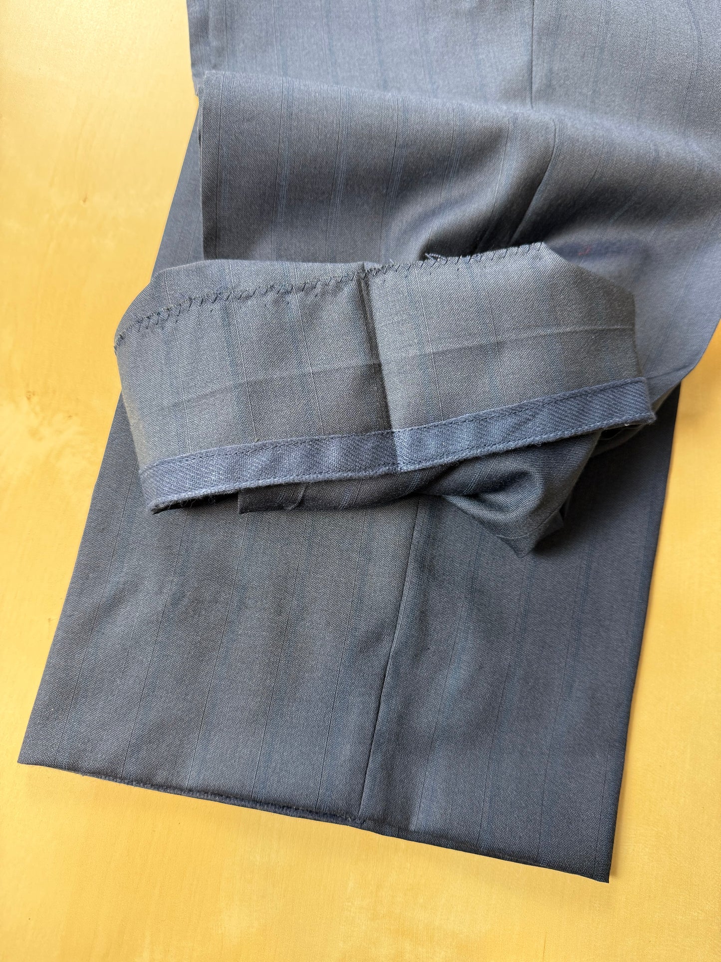 Pantaloni anni '80 fresco lana blu righe tono su tono - tg. 56