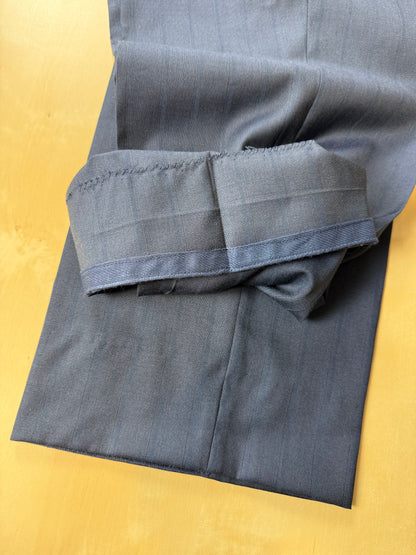 Pantaloni anni '80 fresco lana blu righe tono su tono - tg. 56
