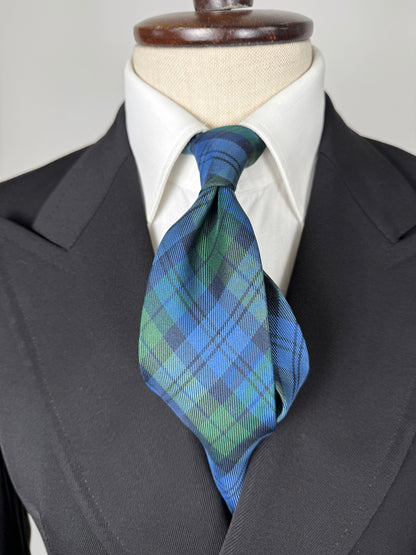 Cravatta Yves Saint Laurent vintage tartan blu e verde