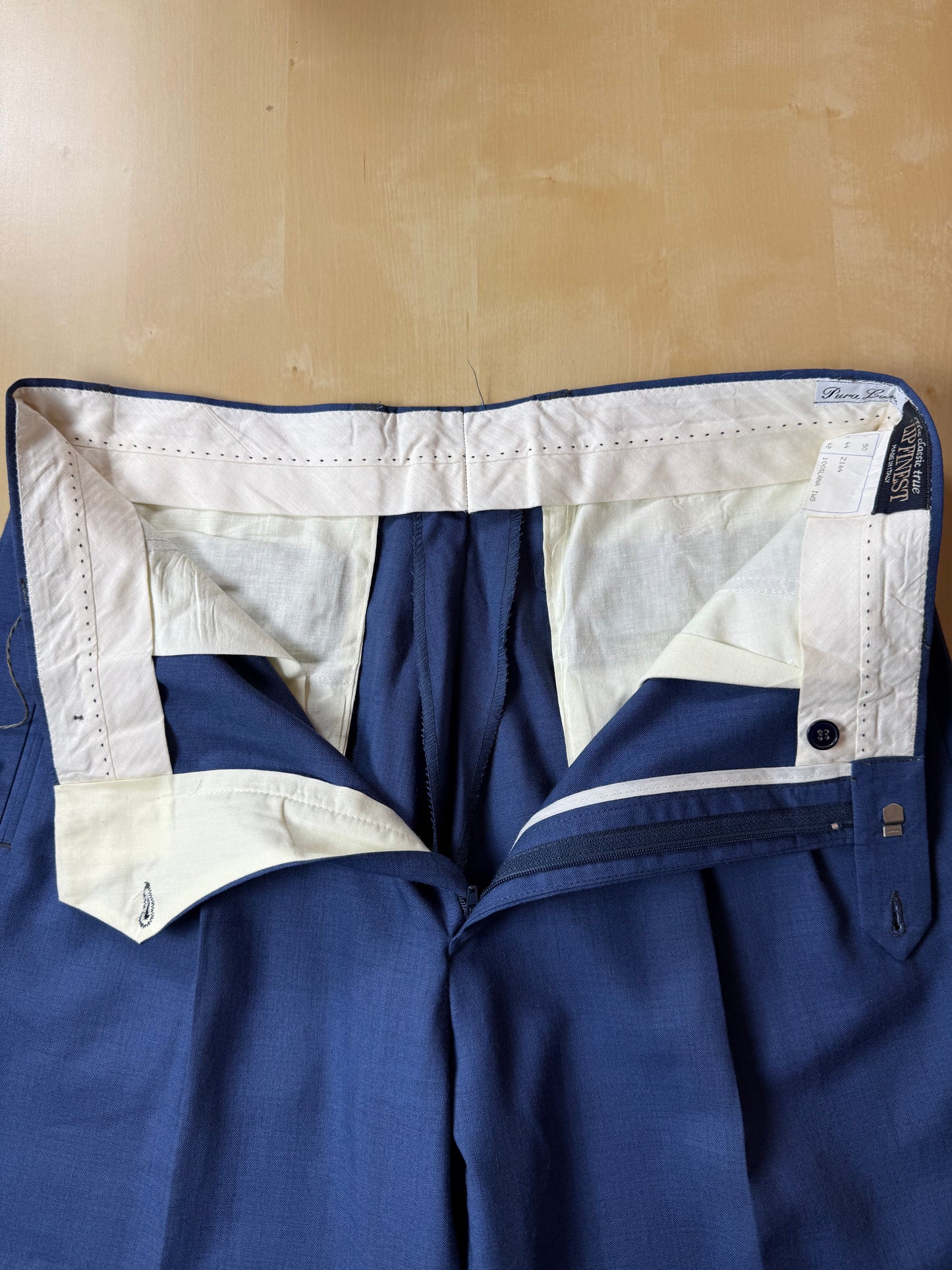 Pantaloni fresco lana blu cobalto anni '90 (NOS) - tg. 50