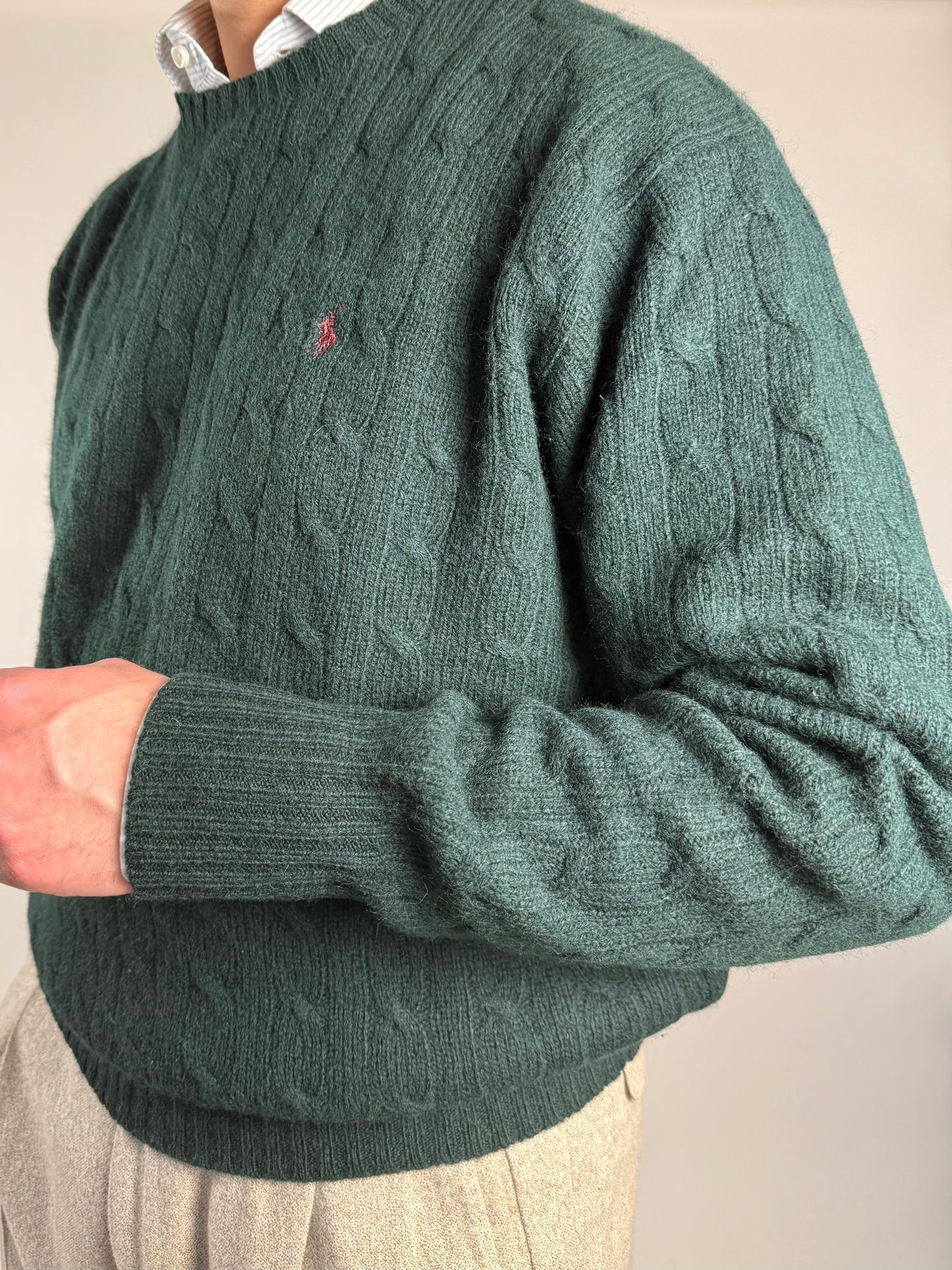 Maglione Polo Ralph Lauren in pura lana a trecce - L