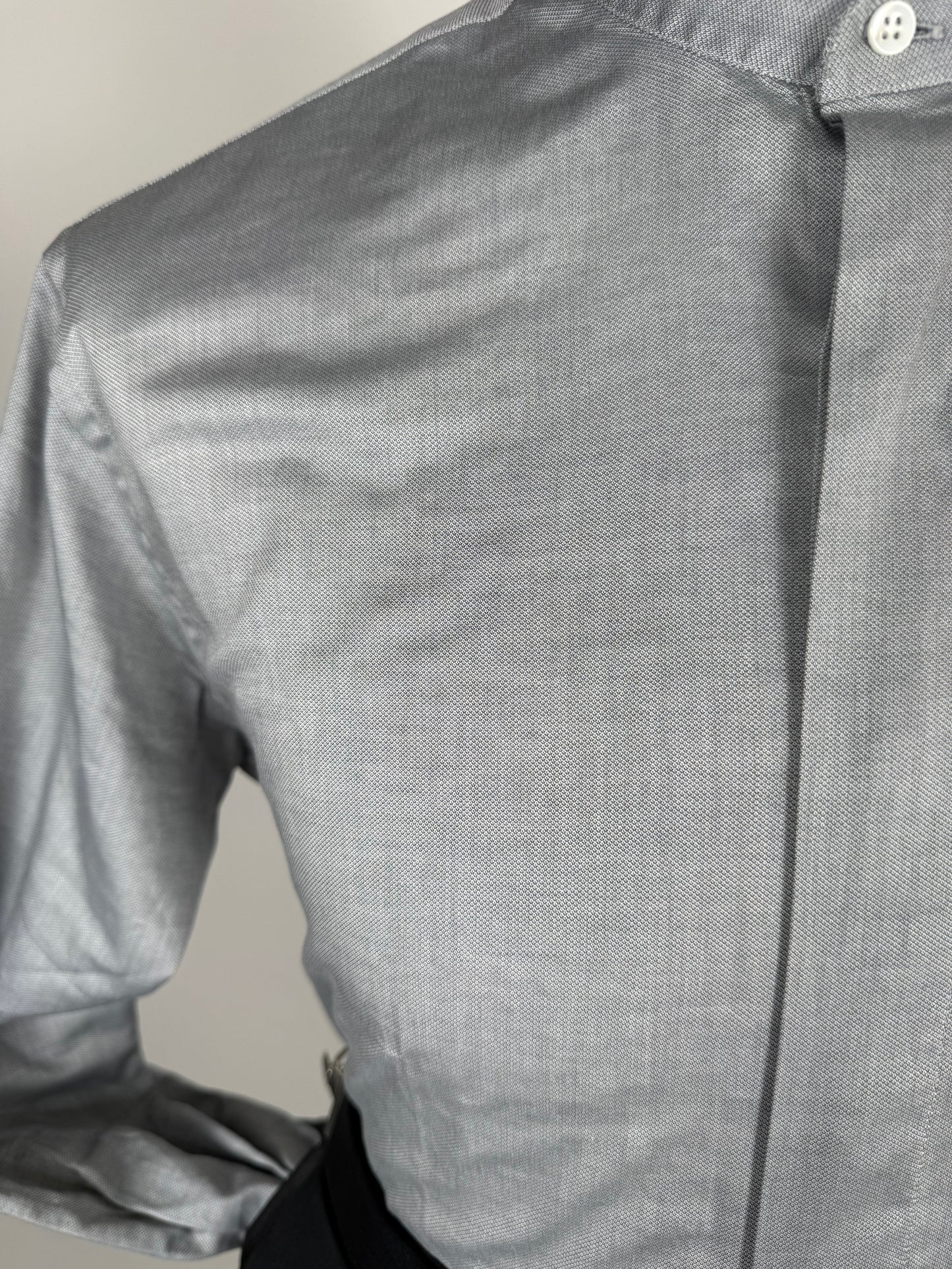 Camicia da sera in piquet grigio collo diplomatico - M collo 41