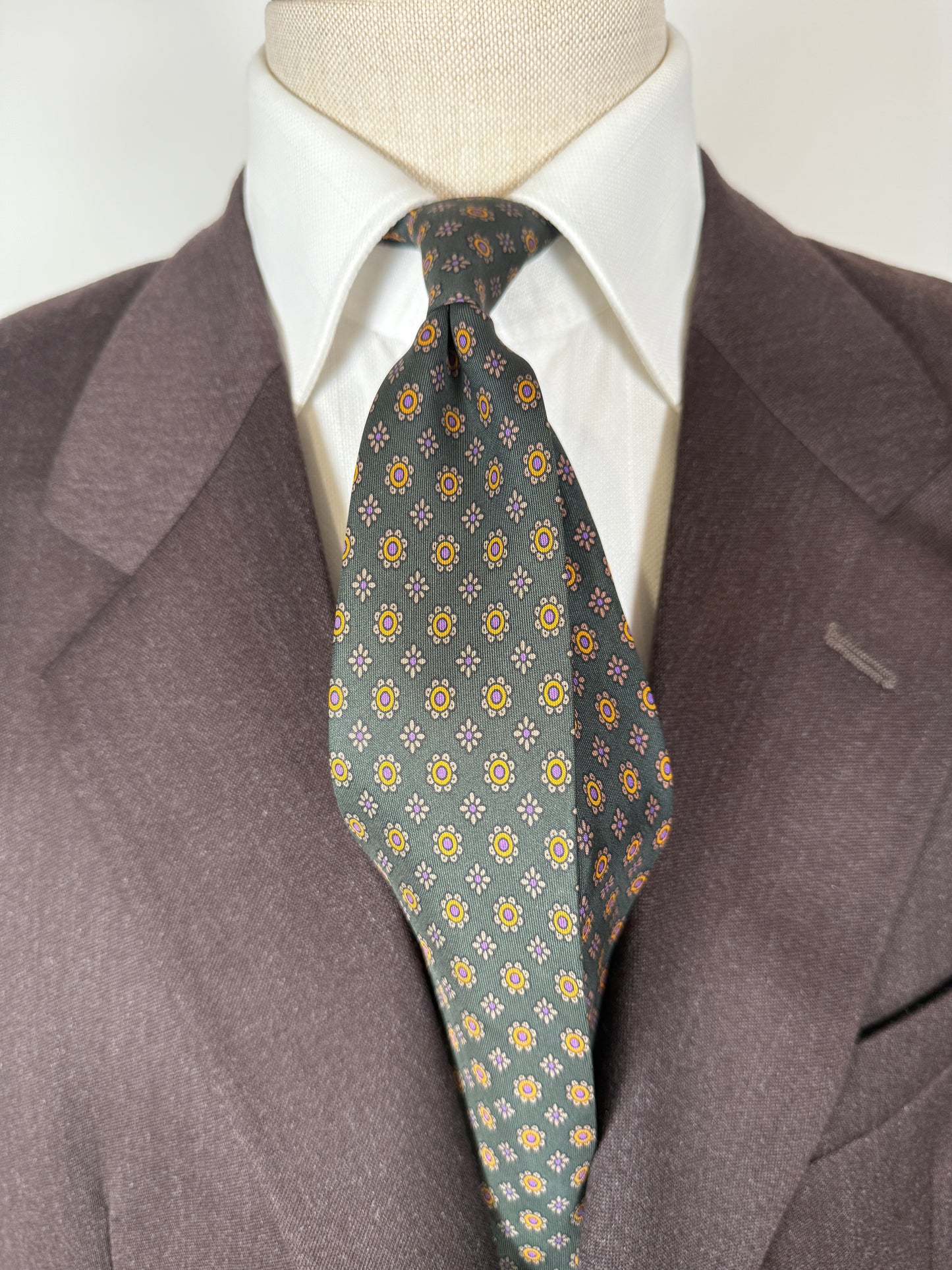 Cravatta inglese micro fantasia fiori