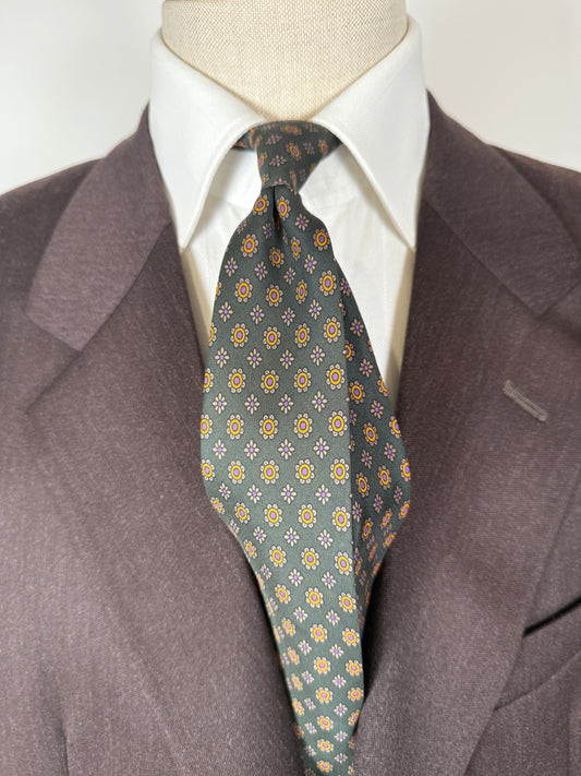 Cravatta inglese micro fantasia fiori