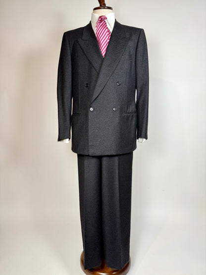 Completo doppiopetto anni ‘70/‘80 flanella antracite - tg. 52
