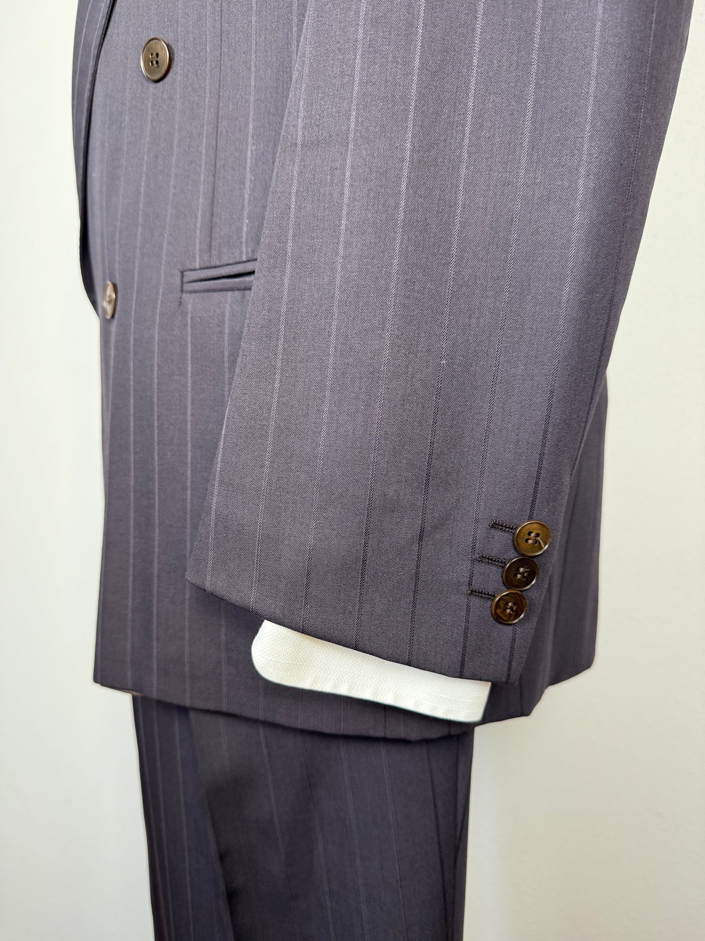 Completo doppiopetto gessato anni ‘80 marrone cacao - tg. 52