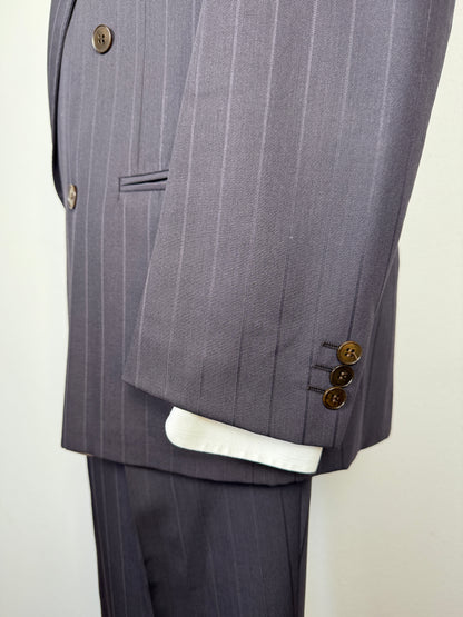 Completo doppiopetto gessato anni ‘80 marrone cacao - tg. 52