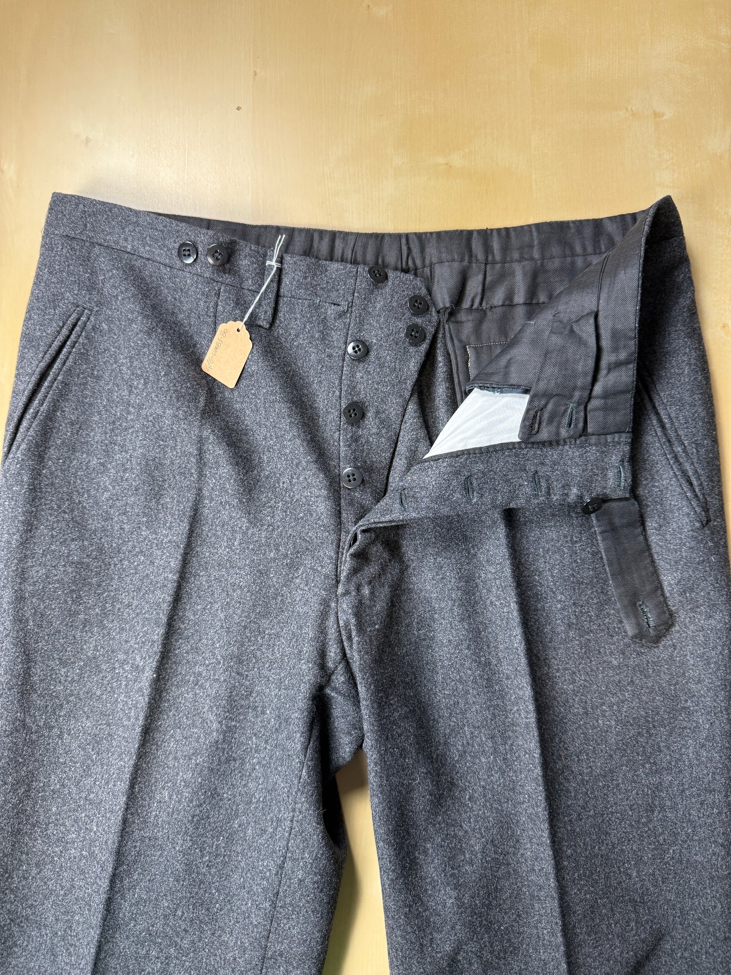 Pantaloni sartoriali anni ‘60/‘70 flanella antracite - tg. 50/52
