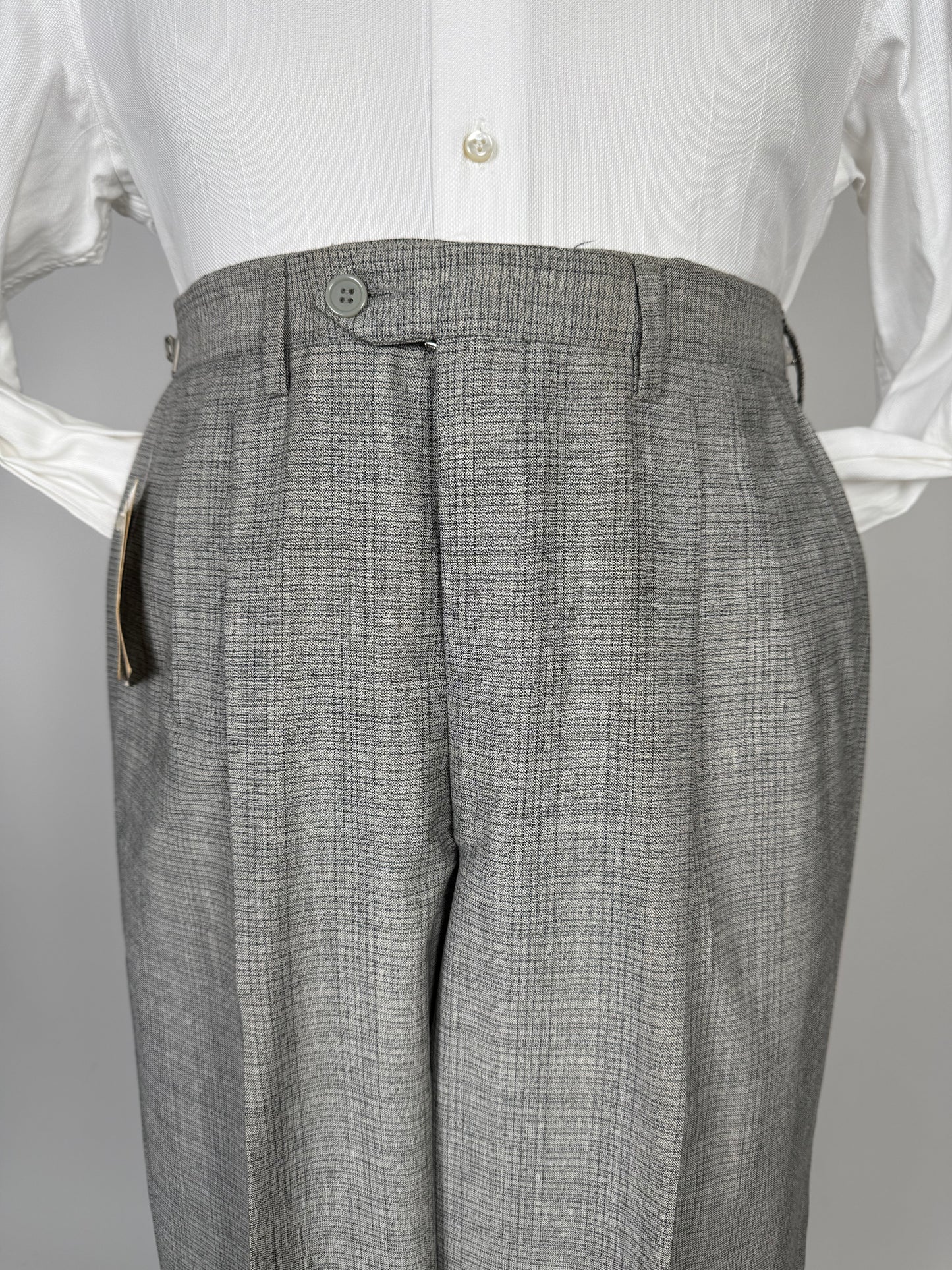 Pantaloni fresco lana grigio Glen check anni '80 (NOS) - tg. 48/50