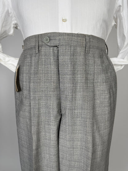 Pantaloni fresco lana grigio Glen check anni '80 (NOS) - tg. 48/50