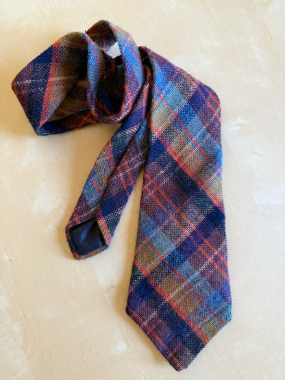Cravatta anni ‘60 in lana tartan multicolore
