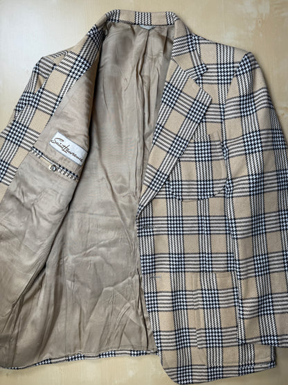 Giacca anni ‘70 beige a quadri - tg. 44/46