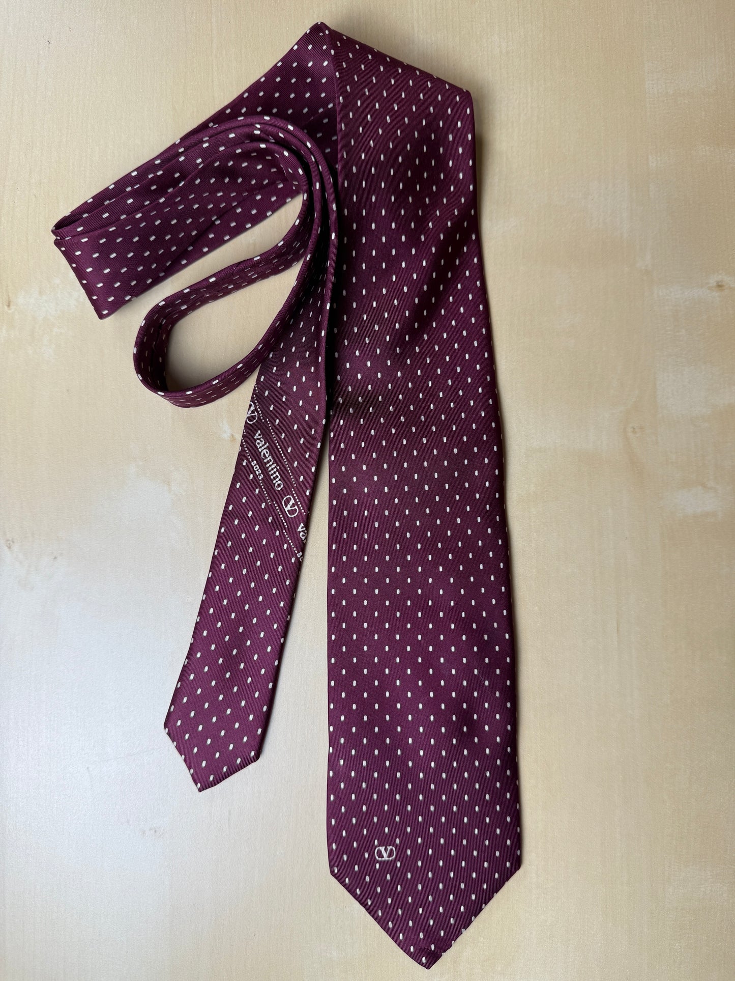 Cravatta Valentino bordeaux pois
