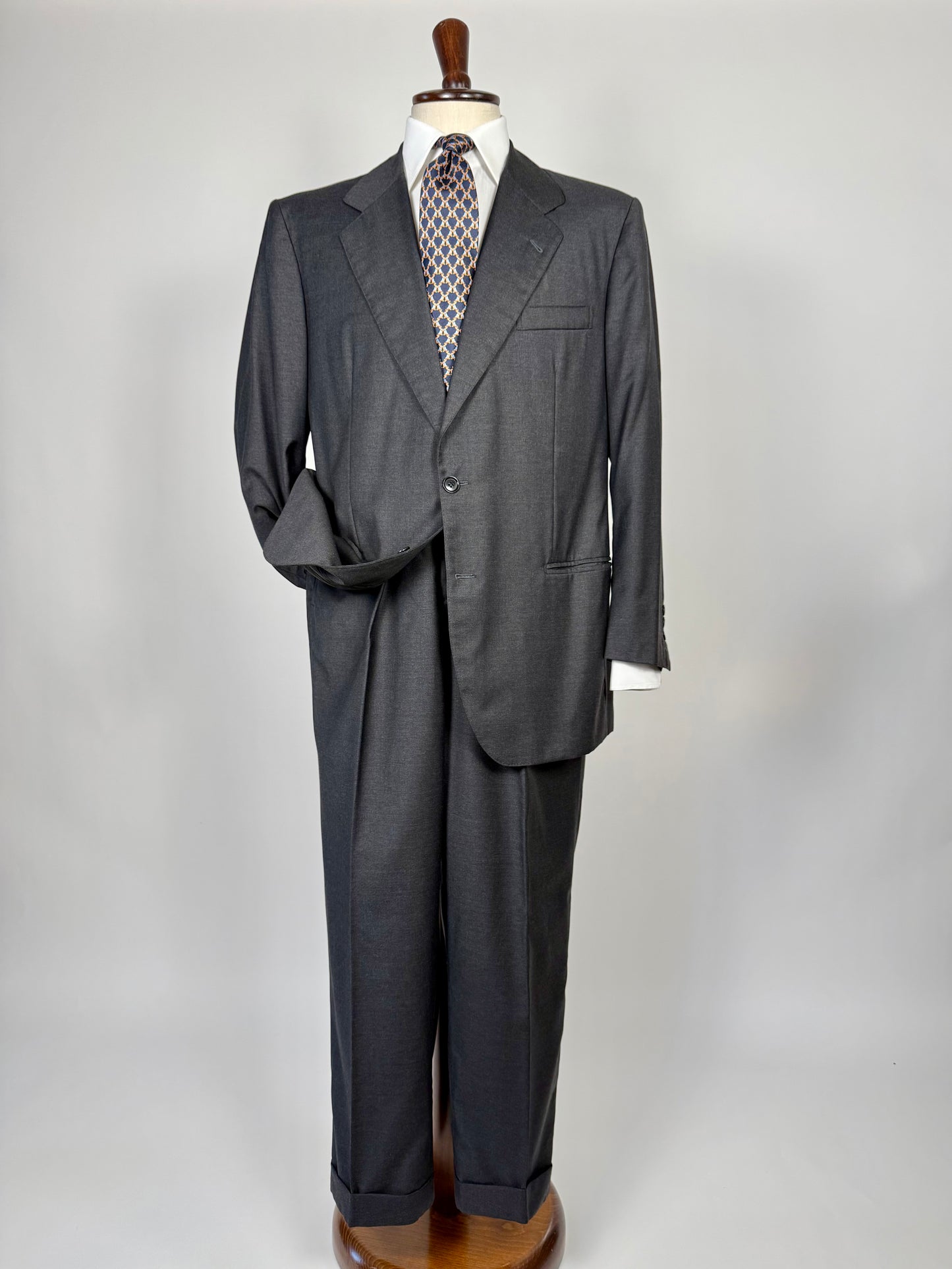 Completo sartoriale flanella pettinata grigio antracite - tg. 52/54, drop basso