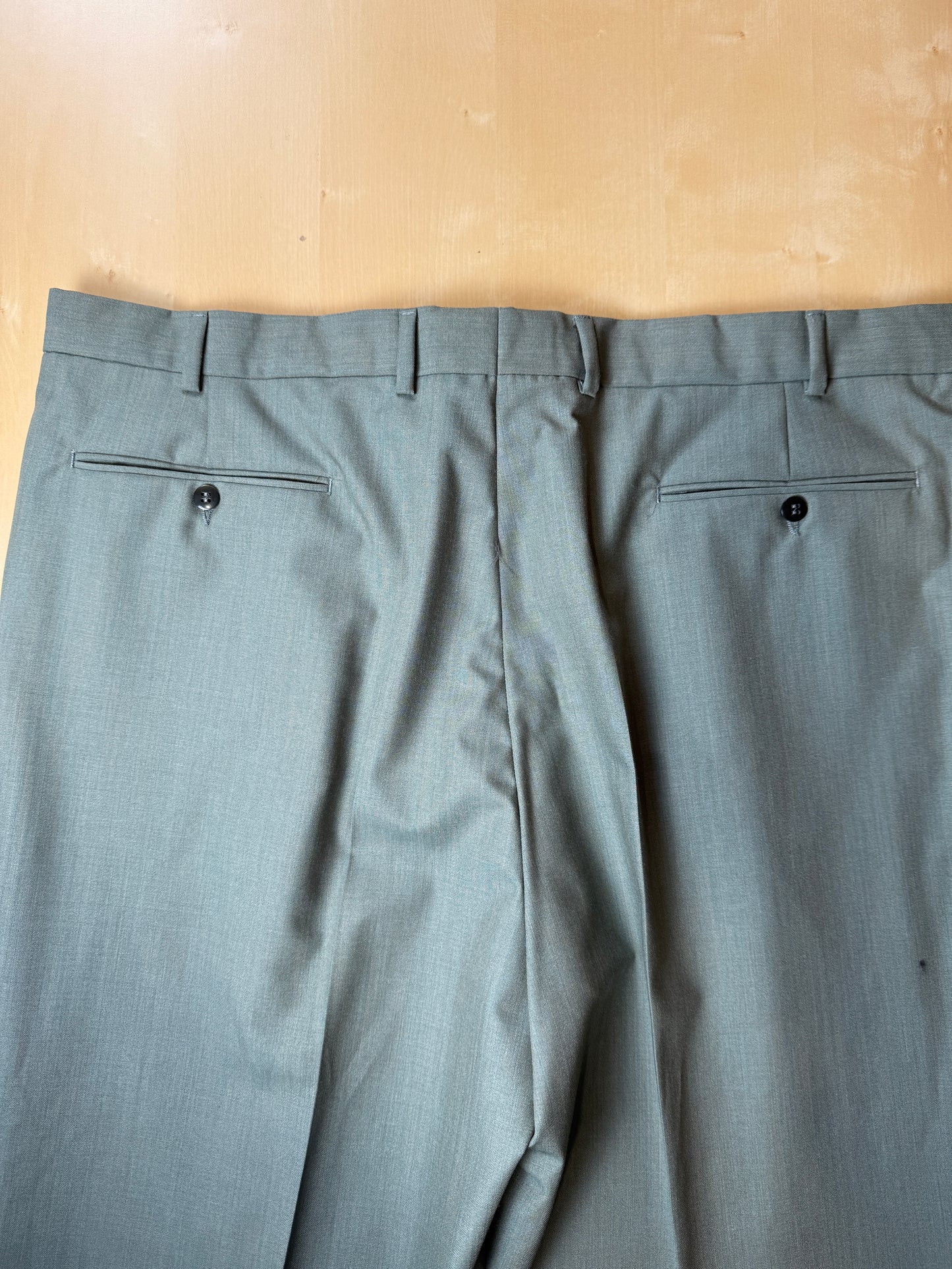 Completo anni '80 fresco lana verde menta (NOS) - tg. 54/56 drop basso