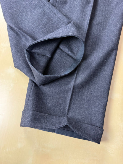 Completo Brioni doppiopetto anni '80 flanella antracite gessato - tg. 56