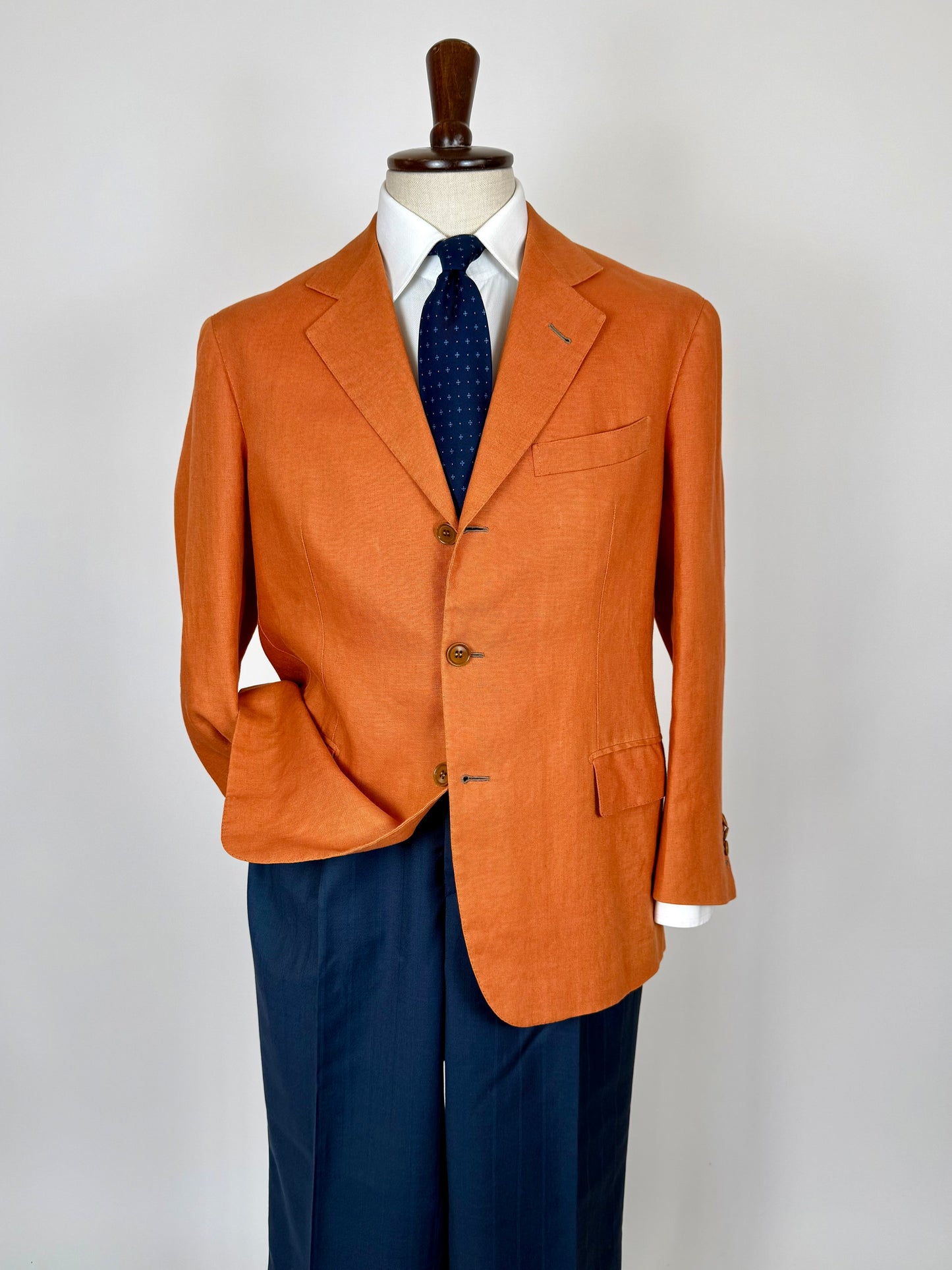 Giacca sartoriale D. Caraceni-Campagna lino irlandese arancio - tg. 50/52