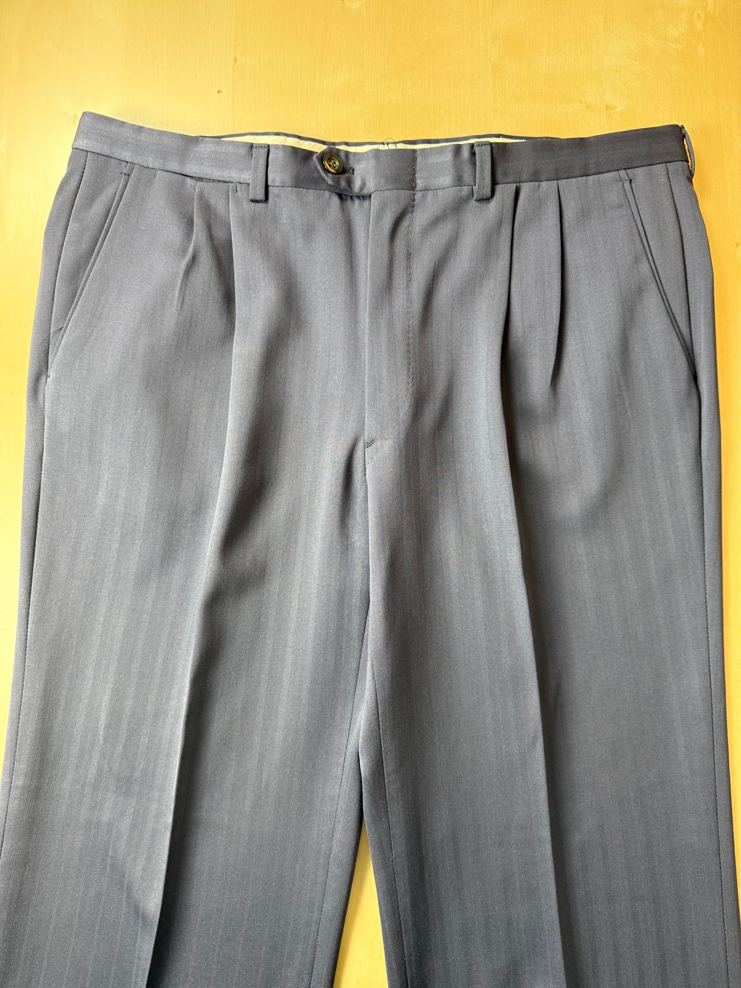 Pantaloni anni ‘80 lana pettinata trama spigata - tg. 52