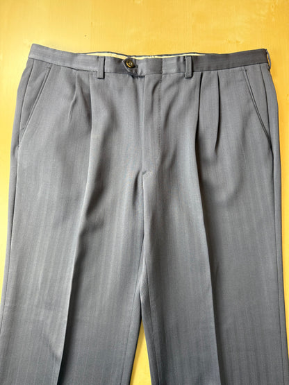 Pantaloni anni ‘80 lana pettinata trama spigata - tg. 52