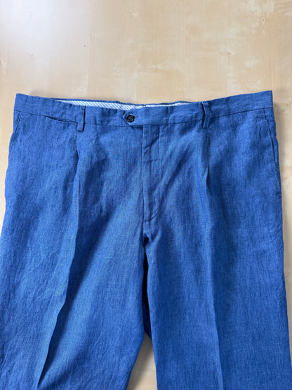 Pantaloni in puro lino blu elettrico - tg. 58
