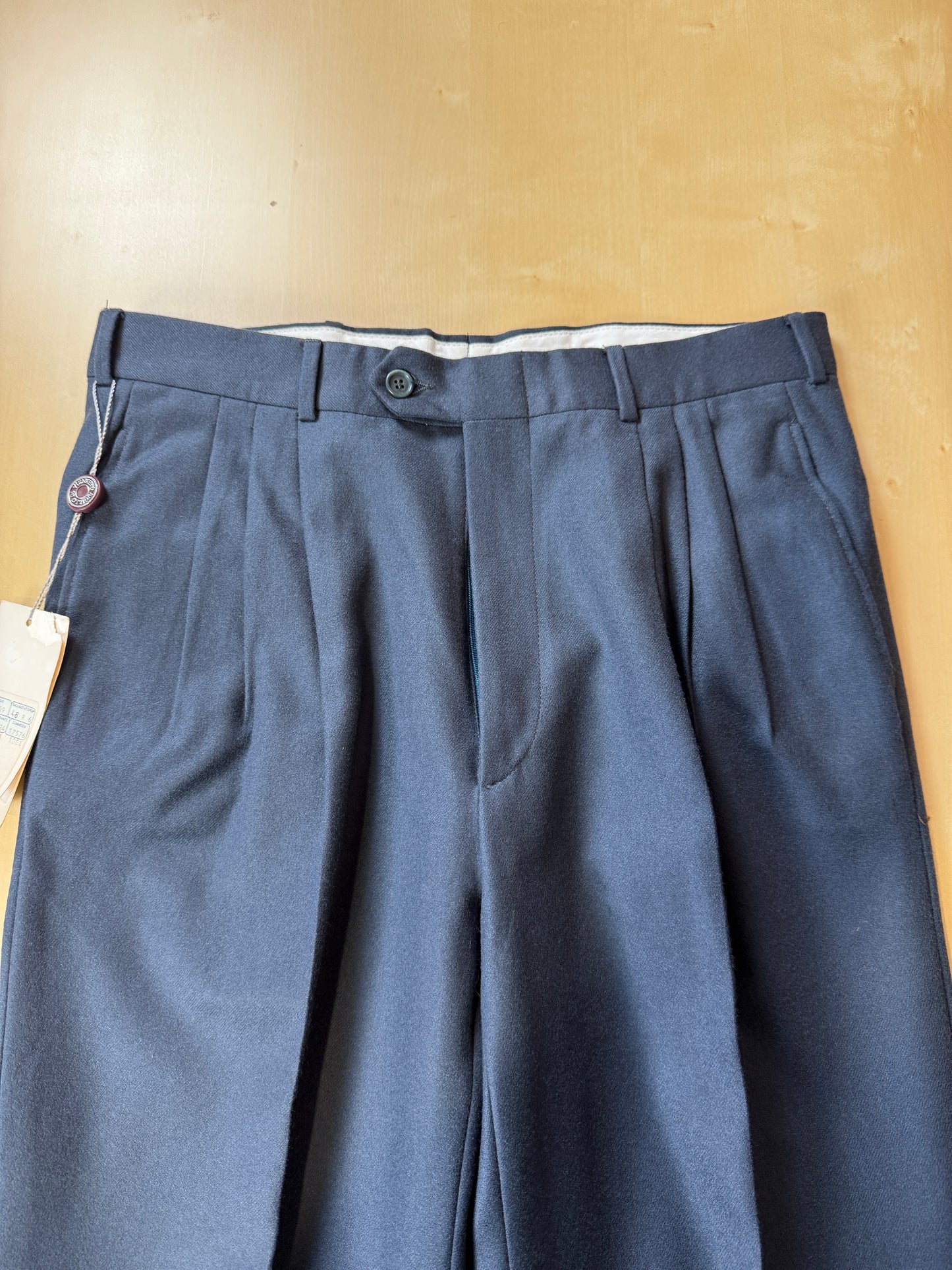 Pantaloni anni ‘80 flanella blu petrolio (NOS) - tg. 46/48