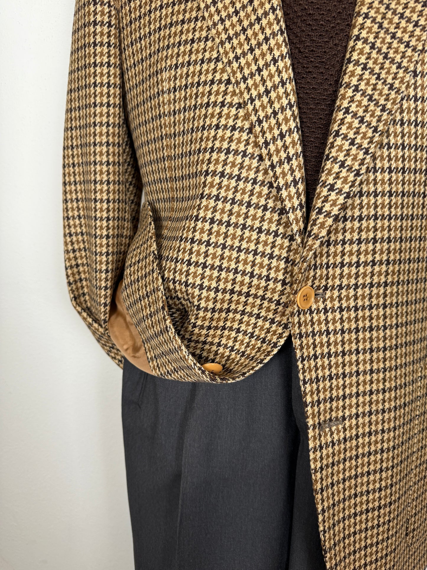 Giacca anni ‘80 in tessuto scozzese lana e cashmere pied-de-poule - tg. 48/50