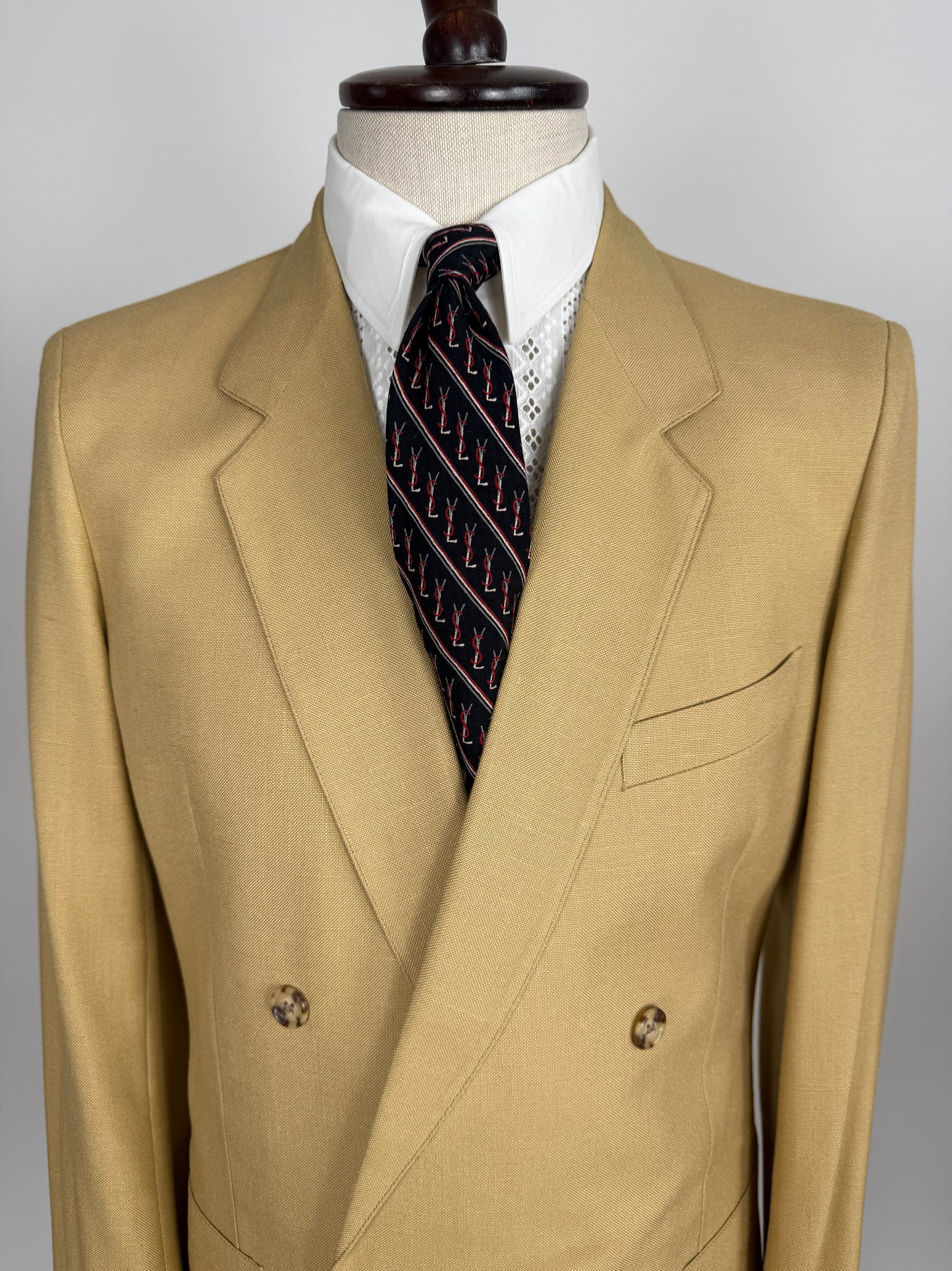 Completo doppiopetto estivo anni ‘70 in misto lino beige - tg. 44/46