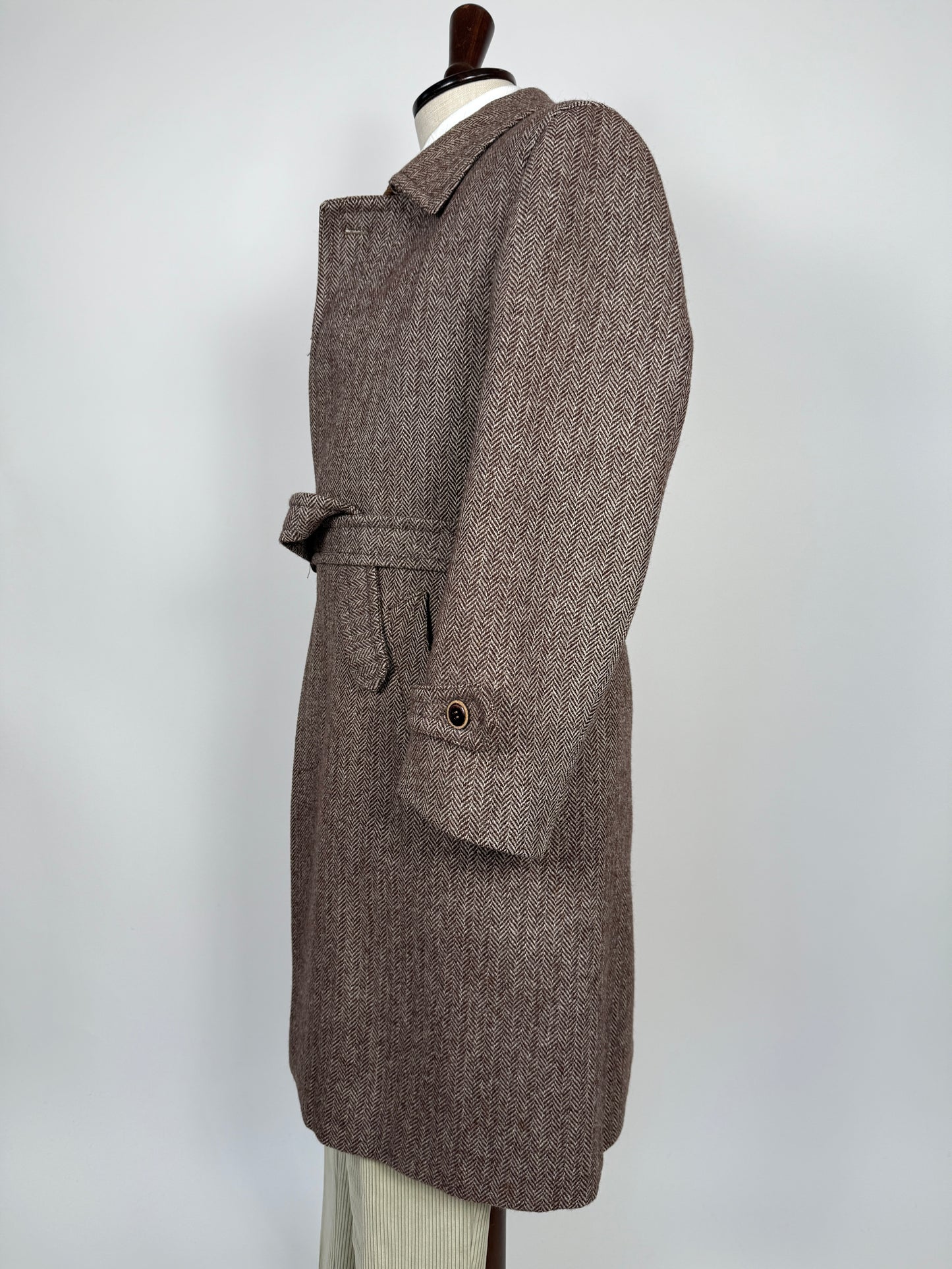 Cappotto in tweed marrone spigato - tg. 50-54