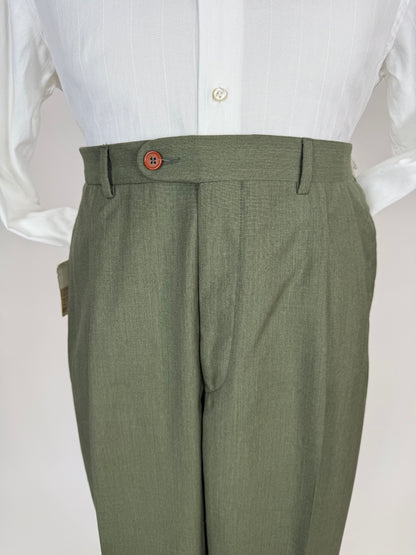 Pantaloni fresco lana verde scuro anni '80 (NOS) - tg. 54/56
