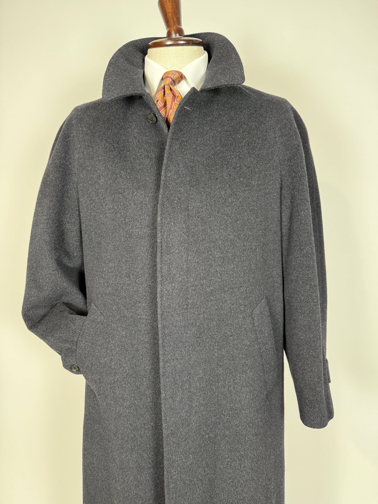 Cappotto raglan in panno lana e cashmere grigio fumo - tg. 54-58