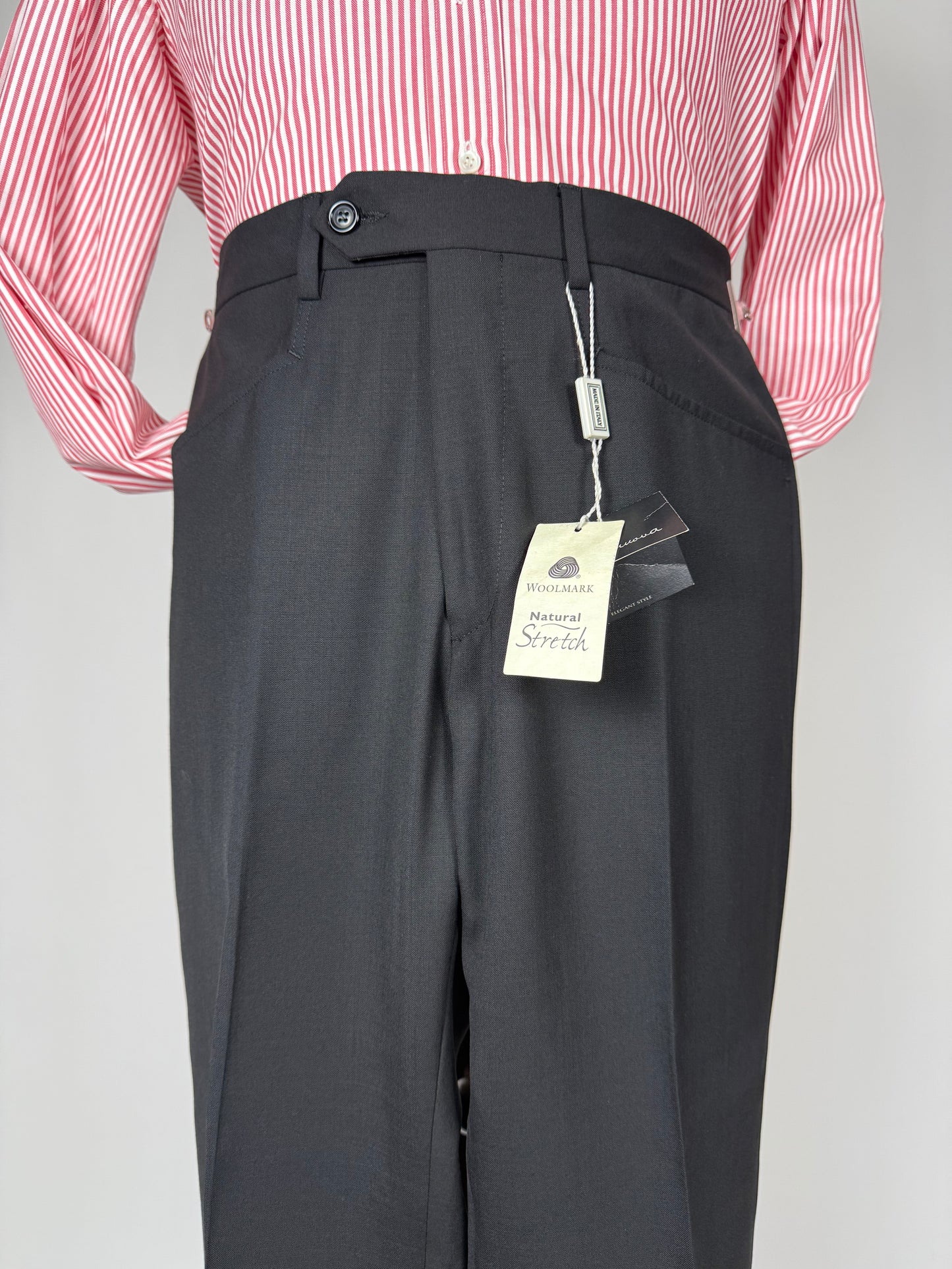 Pantaloni fresco lana blu tasche carrettiera anni '90 (NOS) - tg. 44/46